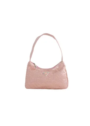 AVERY SPARKLY BAG WITH TOP HANDLE IN NUDE