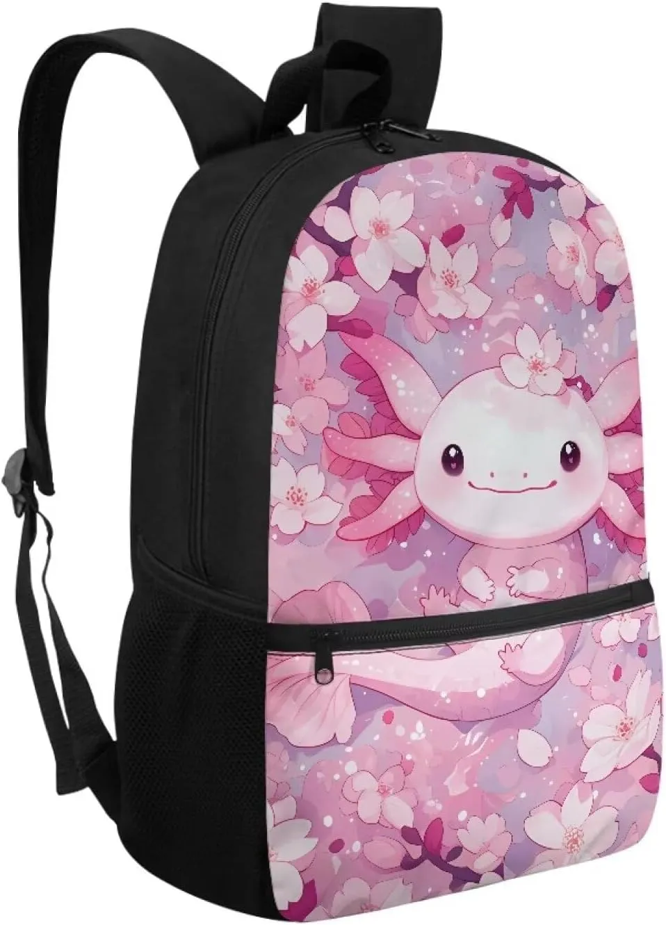 Axolotl School Backpack for Girls 8-10 Cute School Bag 17 Inch Casual Backpacks Elementary 2nd Grade Large School Bag Cherry Blossom Kids Bookbag Water Resistant Schoolbag School Supplies