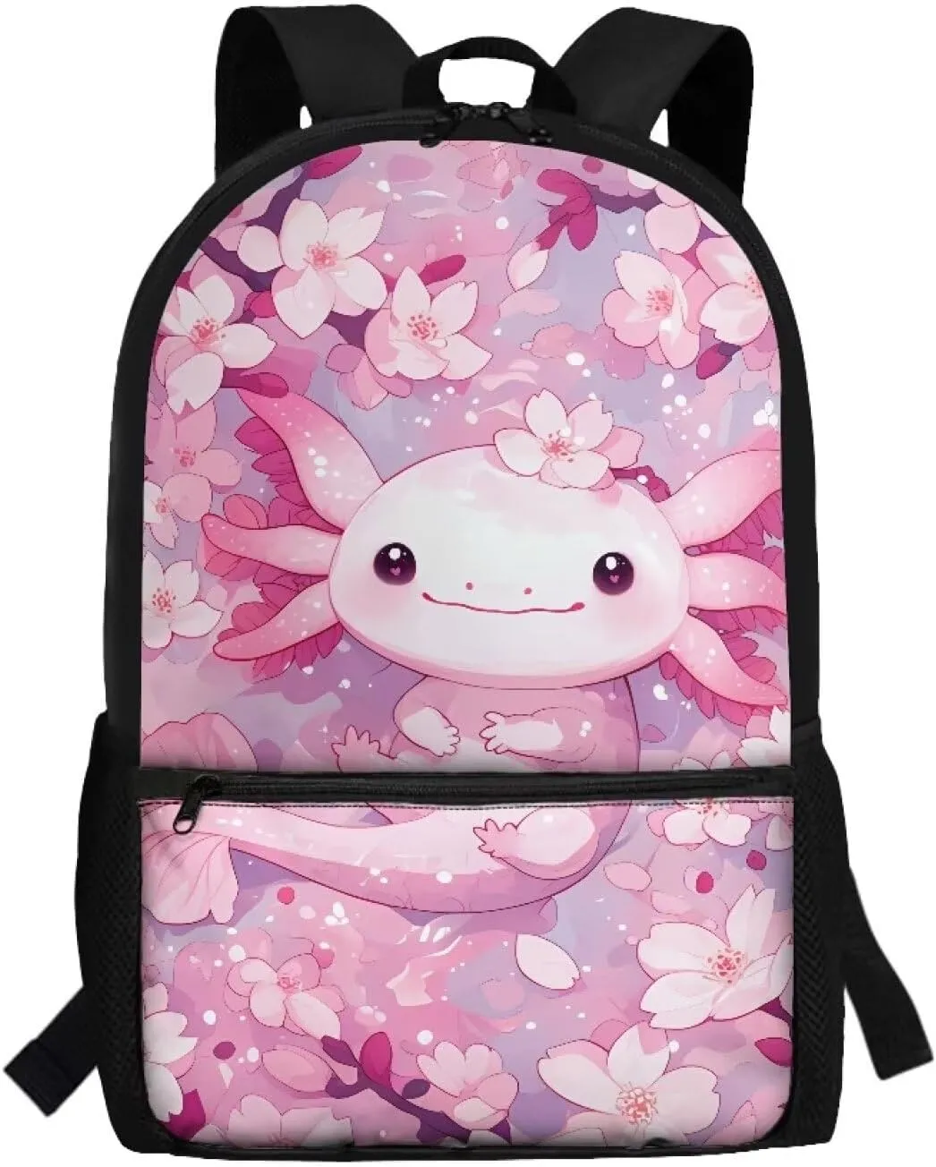 Axolotl School Backpack for Girls 8-10 Cute School Bag 17 Inch Casual Backpacks Elementary 2nd Grade Large School Bag Cherry Blossom Kids Bookbag Water Resistant Schoolbag School Supplies