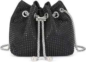 Ayliss Women Crossbody Clutch Purses Sparkly Evening Bags Drawstring Glitter Pearl Crossbody Handbag Party Prom Wedding