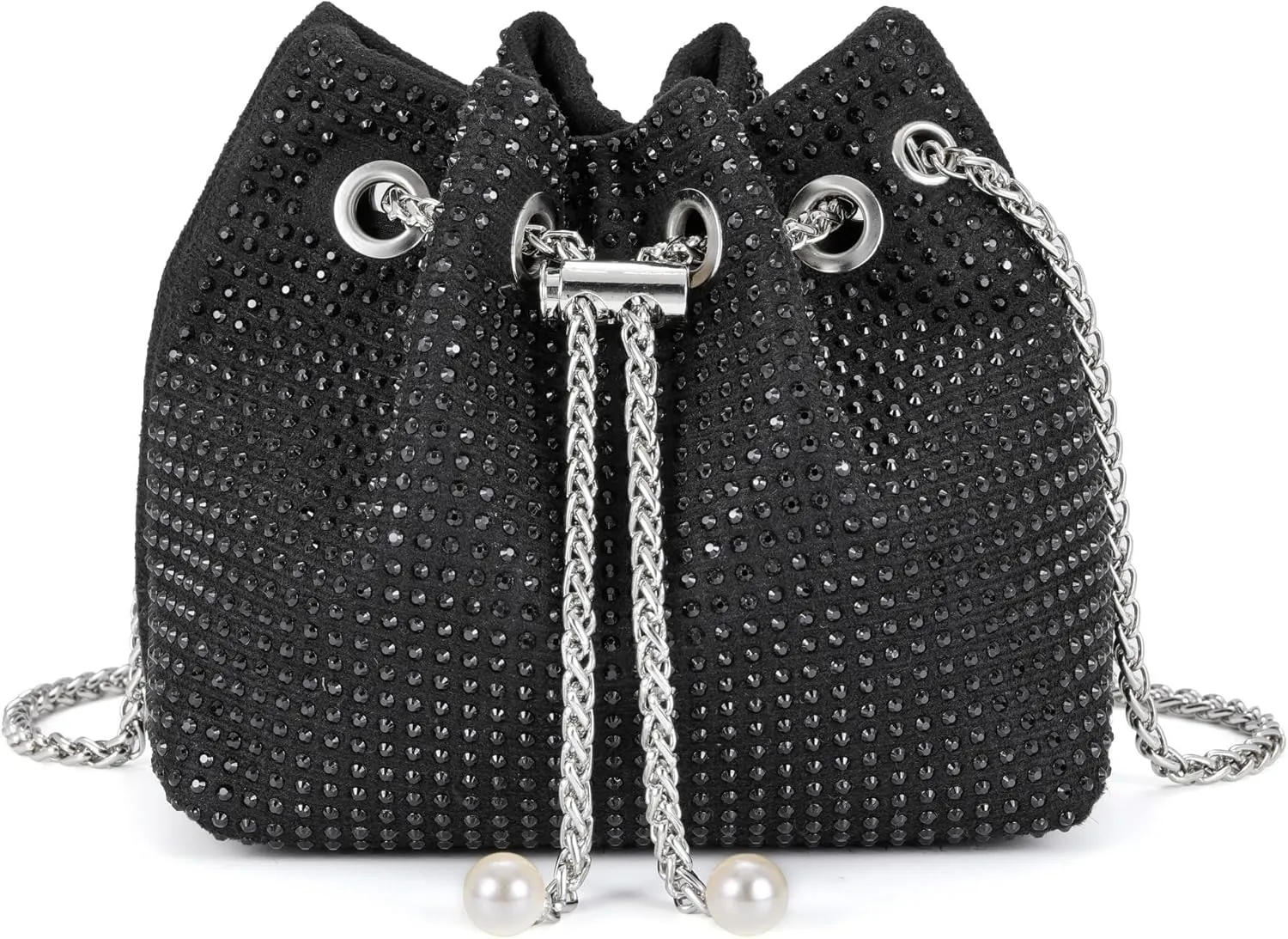 Ayliss Women Crossbody Clutch Purses Sparkly Evening Bags Drawstring Glitter Pearl Crossbody Handbag Party Prom Wedding
