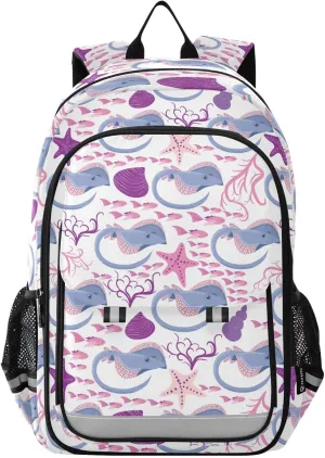 Backpack Cute Stingray Fish School Shoulder Bag Lightweight Laptop Backpack Student Casual Travel Daypack