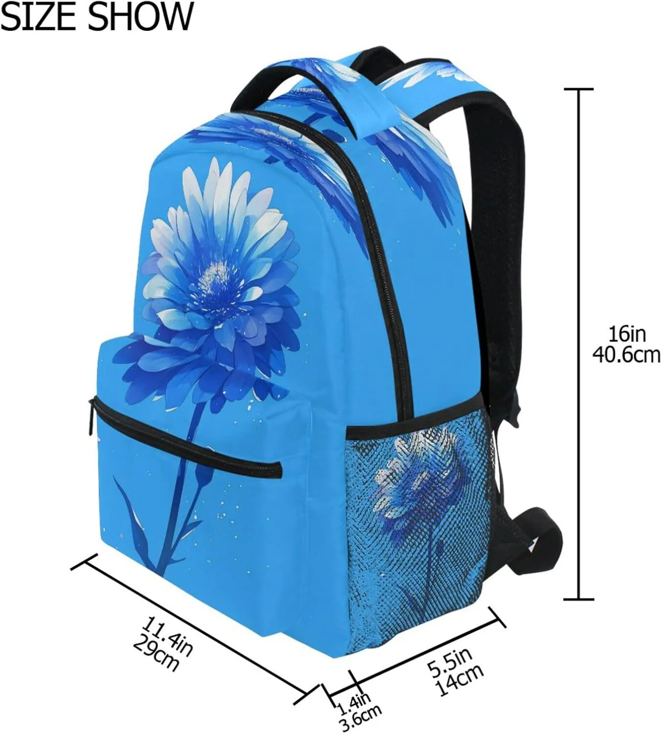 Backpack for Teenager Waterproof Laptop Bookbag with Chest Strap for Travel Trip Gerbera Daisy Style