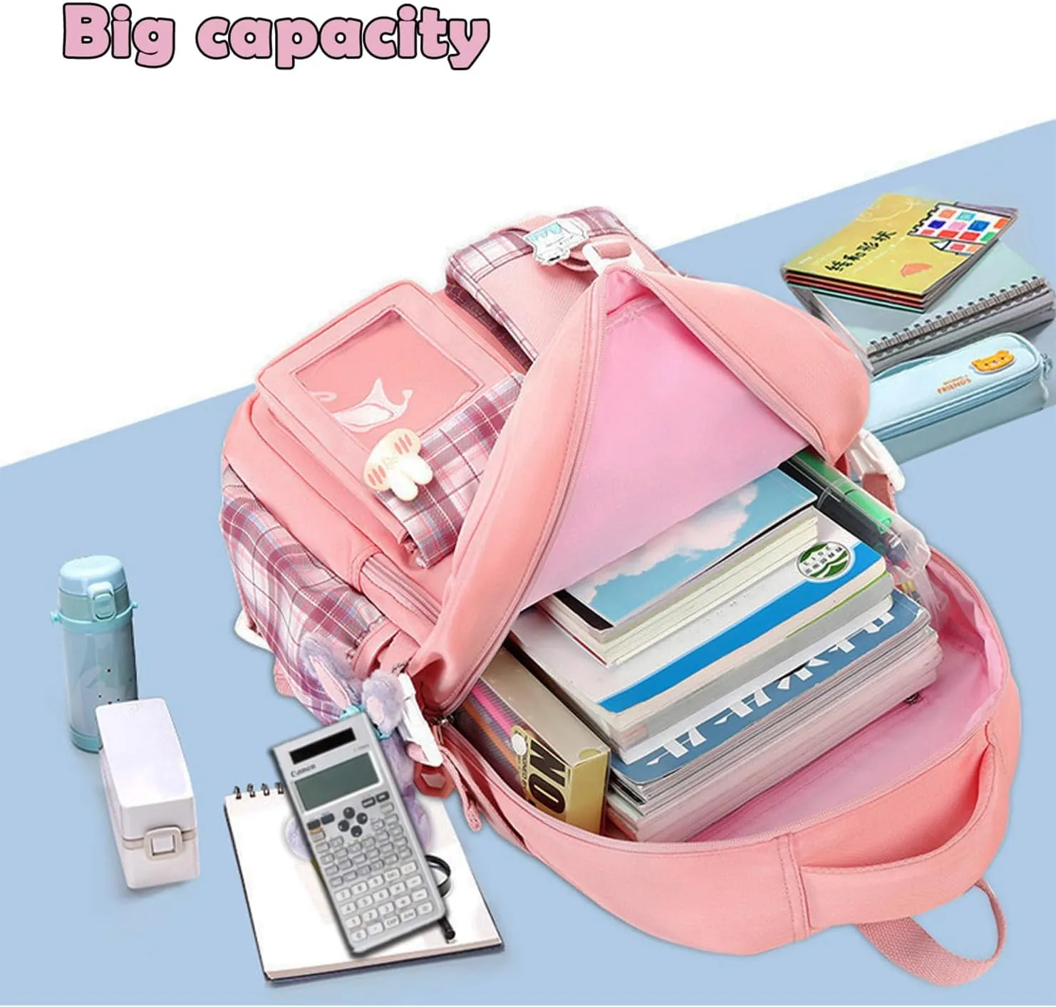 Backpack for Teens, Backpack for School, Bookbag for Primary Elementary with Accessories, Pink