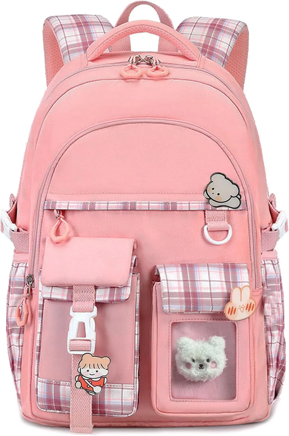 Backpack for Teens, Backpack for School, Bookbag for Primary Elementary with Accessories, Pink