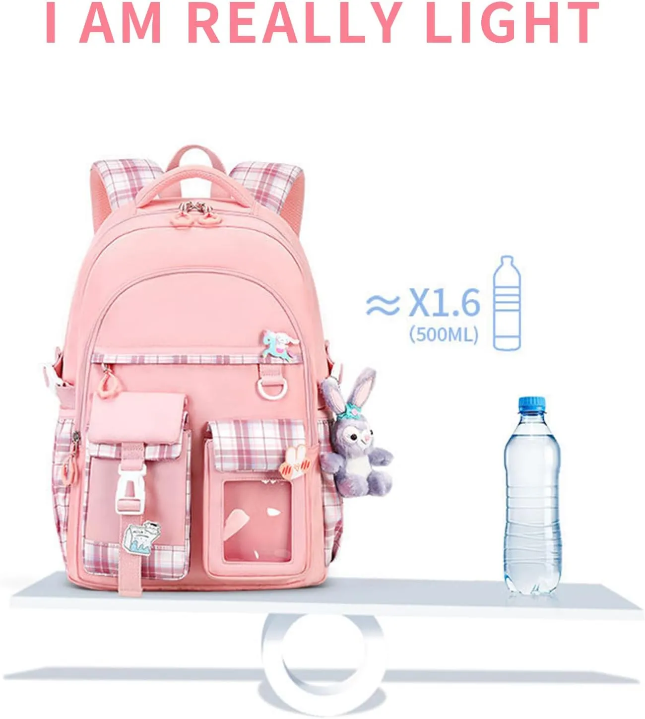 Backpack for Teens, Backpack for School, Bookbag for Primary Elementary with Accessories, Pink