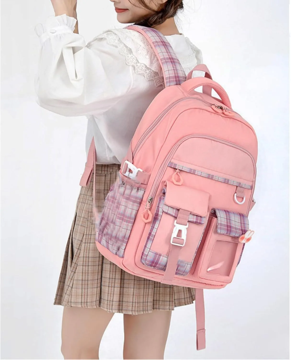 Backpack for Teens, Backpack for School, Bookbag for Primary Elementary with Accessories, Pink