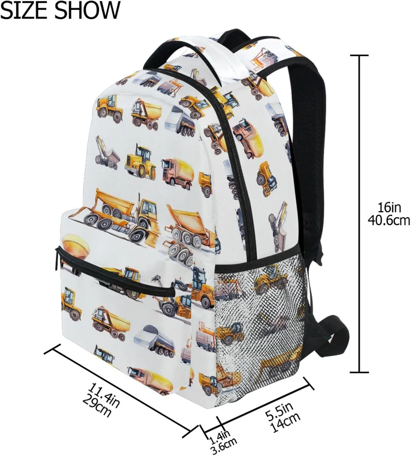 Backpacks for Teacher Nurse Fashion Sports Backpack with Chest Strap Gift Men & Women Construction Vehicles