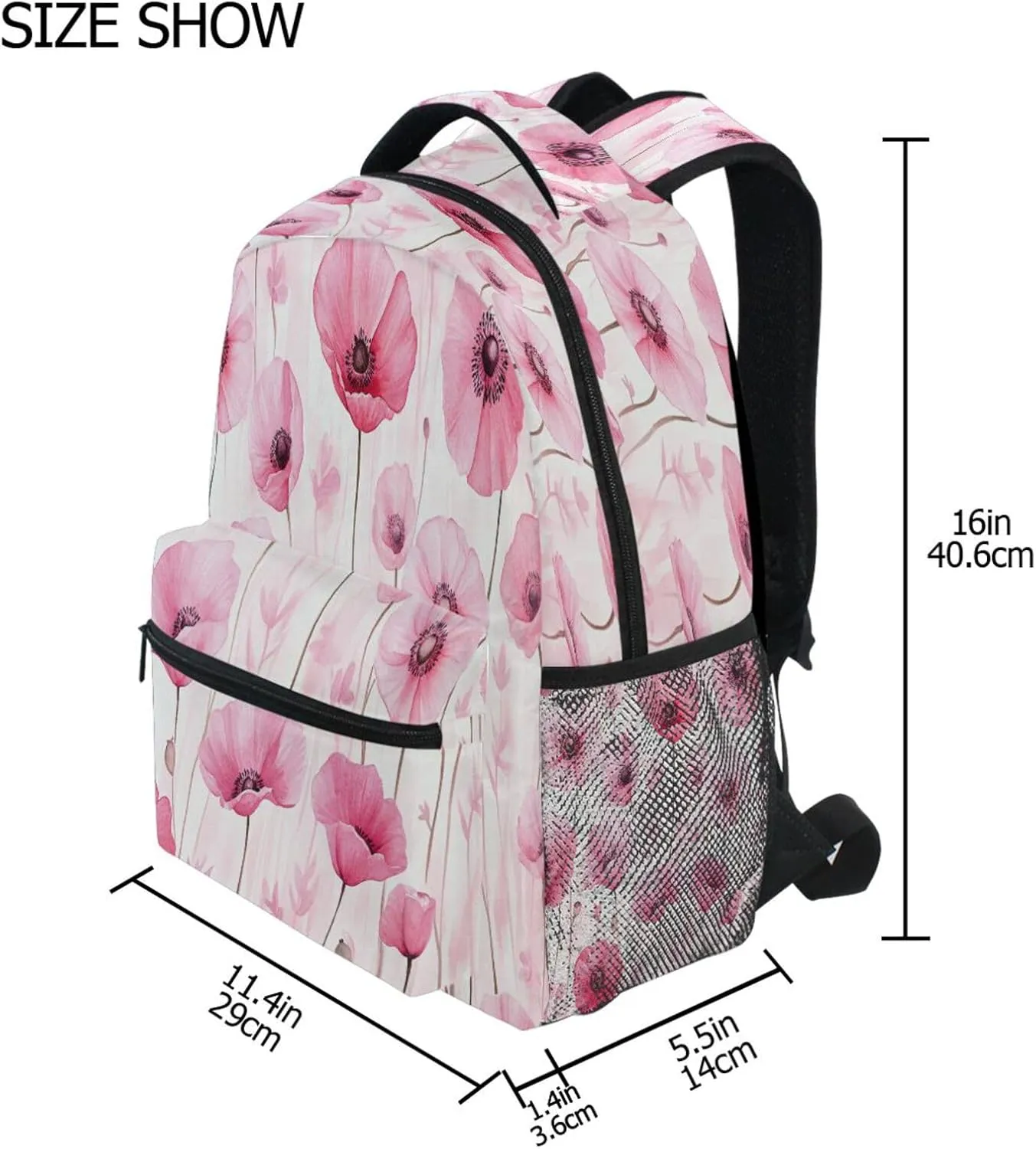 Backpacks for Teenager Waterproof College School Computer Bag with Chest Strap for Business Work College Travel Trip Poppy Flower