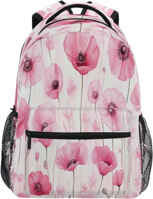 Backpacks for Teenager Waterproof College School Computer Bag with Chest Strap for Business Work College Travel Trip Poppy Flower