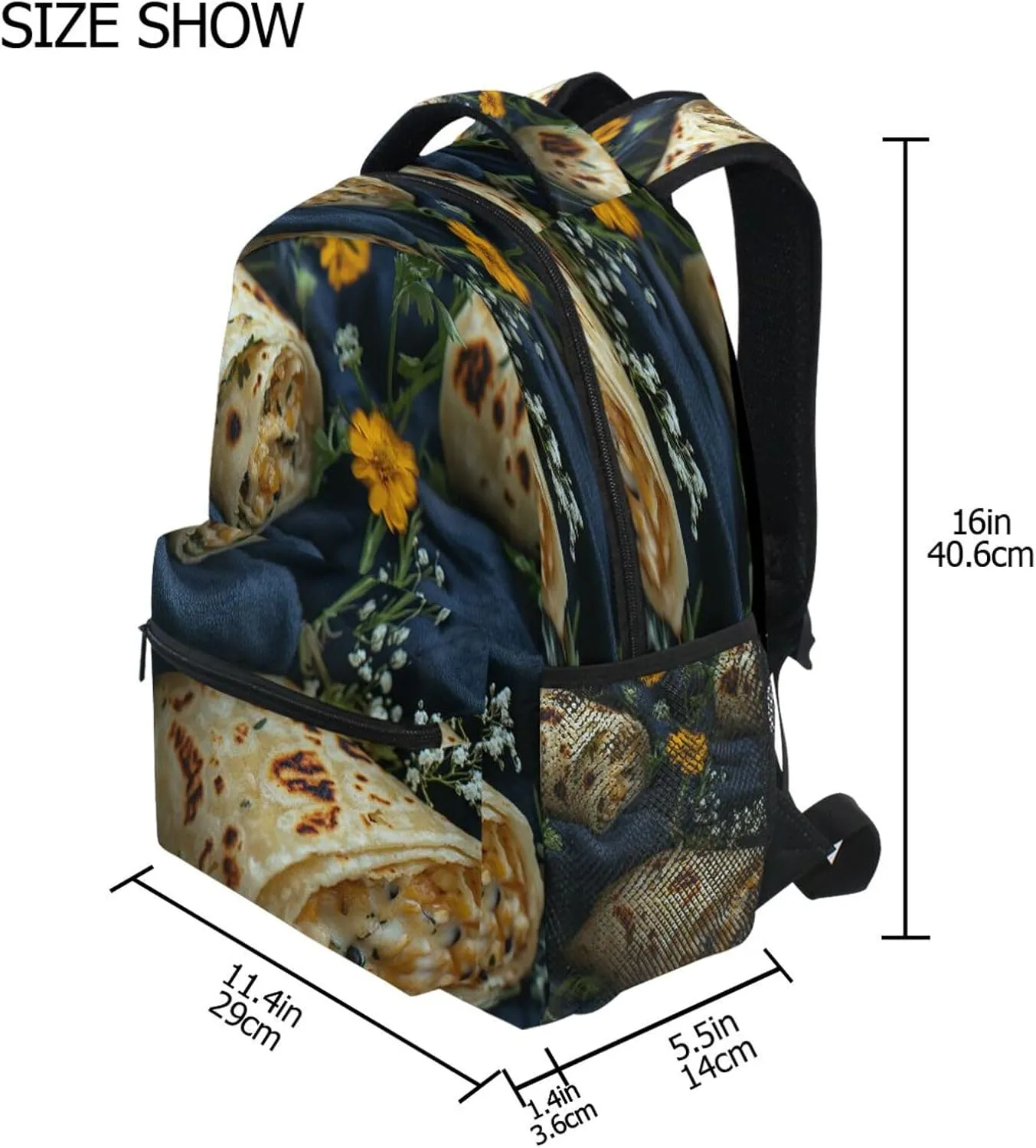 Backpacks for Teens Boys Girls Waterproof Backpack with Chest Strap for Business Work College Travel Trip Greek Burrito Country Rustic Style