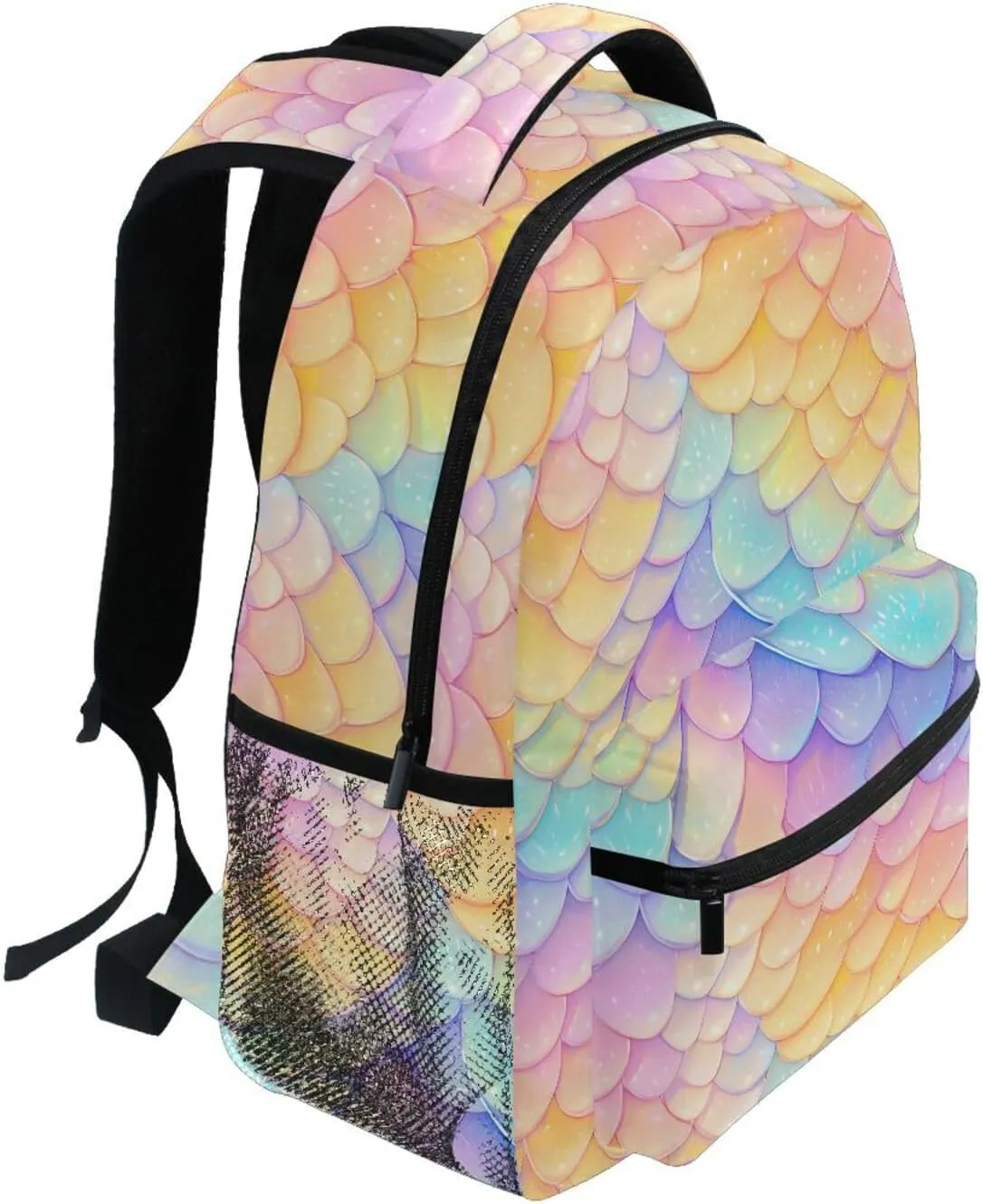 Backpacks for Women Men Waterproof School Book Bag with Chest Strap Gift Men & Women Rainbow Scales Glittering