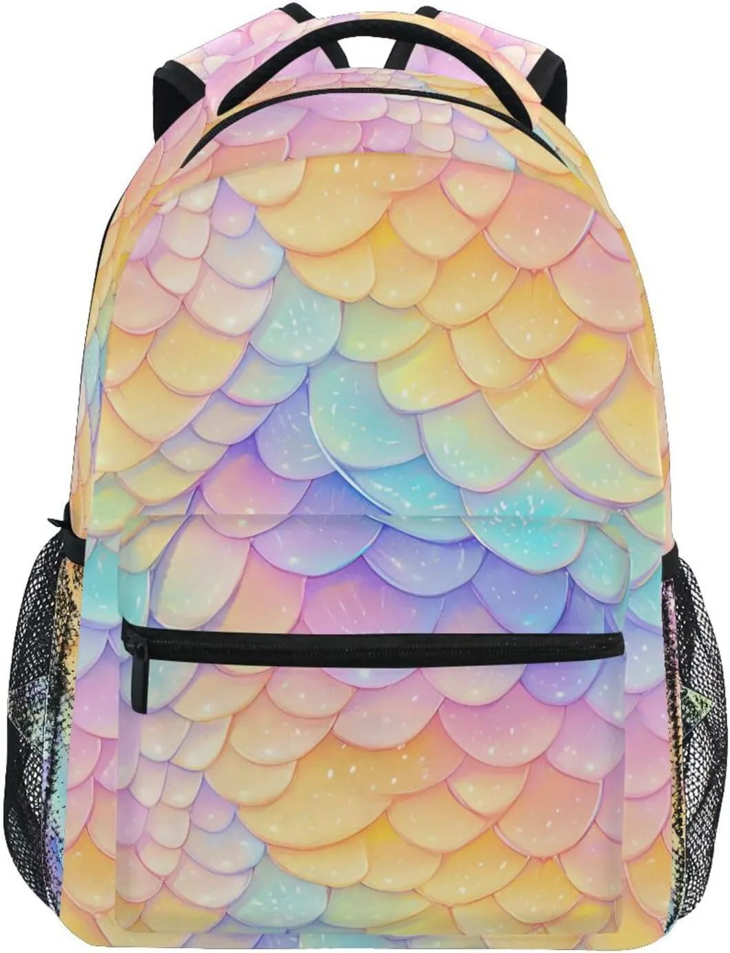 Backpacks for Women Men Waterproof School Book Bag with Chest Strap Gift Men & Women Rainbow Scales Glittering