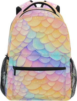 Backpacks for Women Men Waterproof School Book Bag with Chest Strap Gift Men & Women Rainbow Scales Glittering