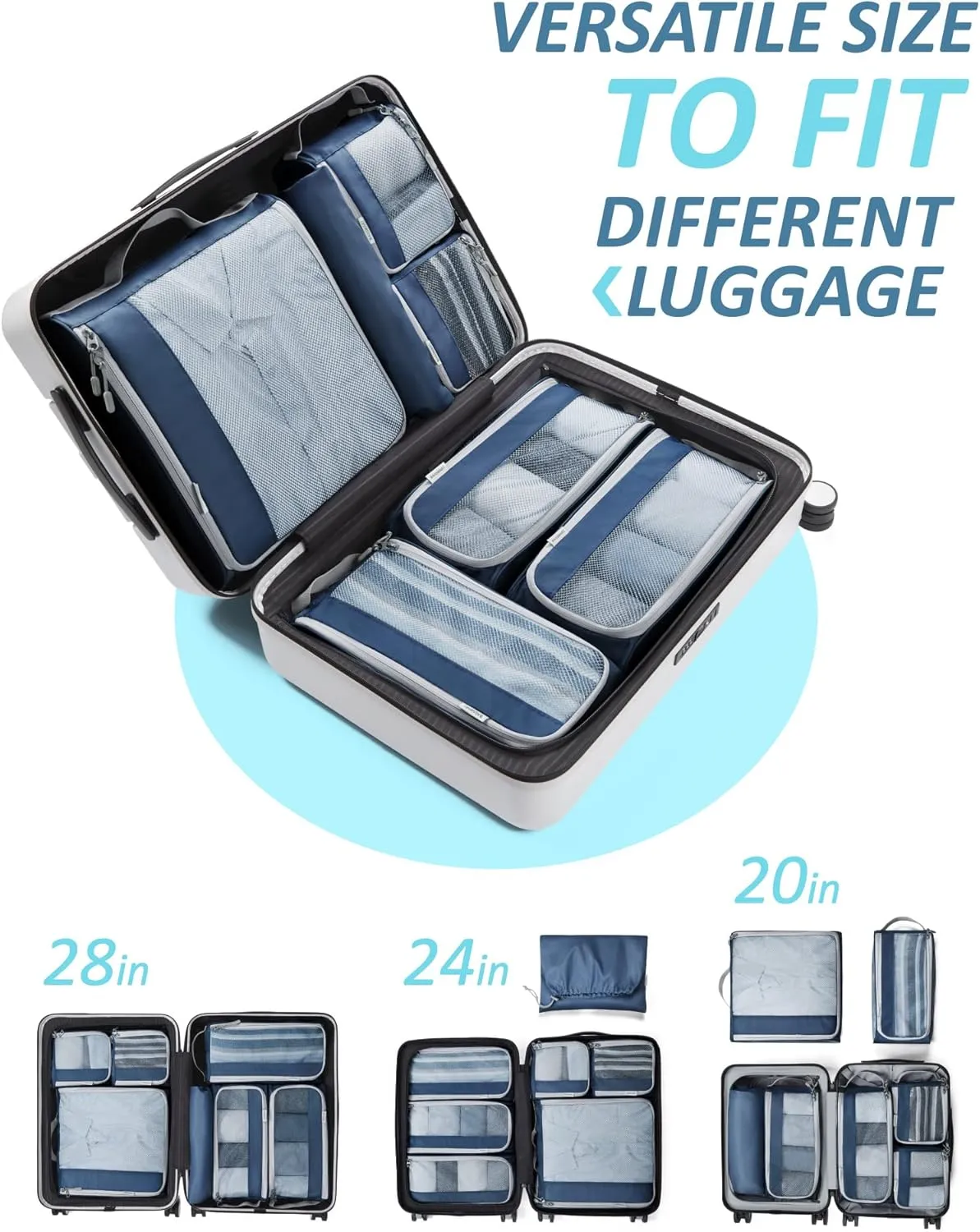 BAGSMART Keep Shape Packing Cubes, 7 Set for Travel, Lightweight Cubes, Suitcase Organizer Bags Set for Essentials