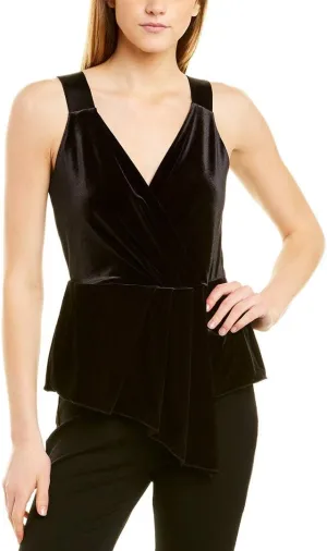BAILEY44 Womens Black Stretch Sleeveless Surplice Neckline Evening Peplum Top M