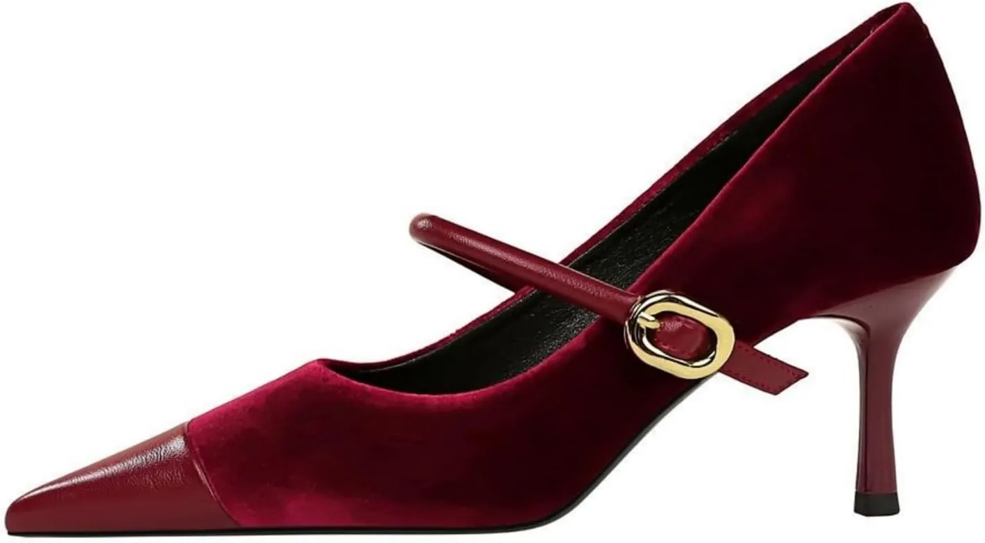 baobeijiadao Womens Pointed Toe Heeled Pumps Slip On Stiletto Heels Single-Strap Wedding Evening Dressy Shoes