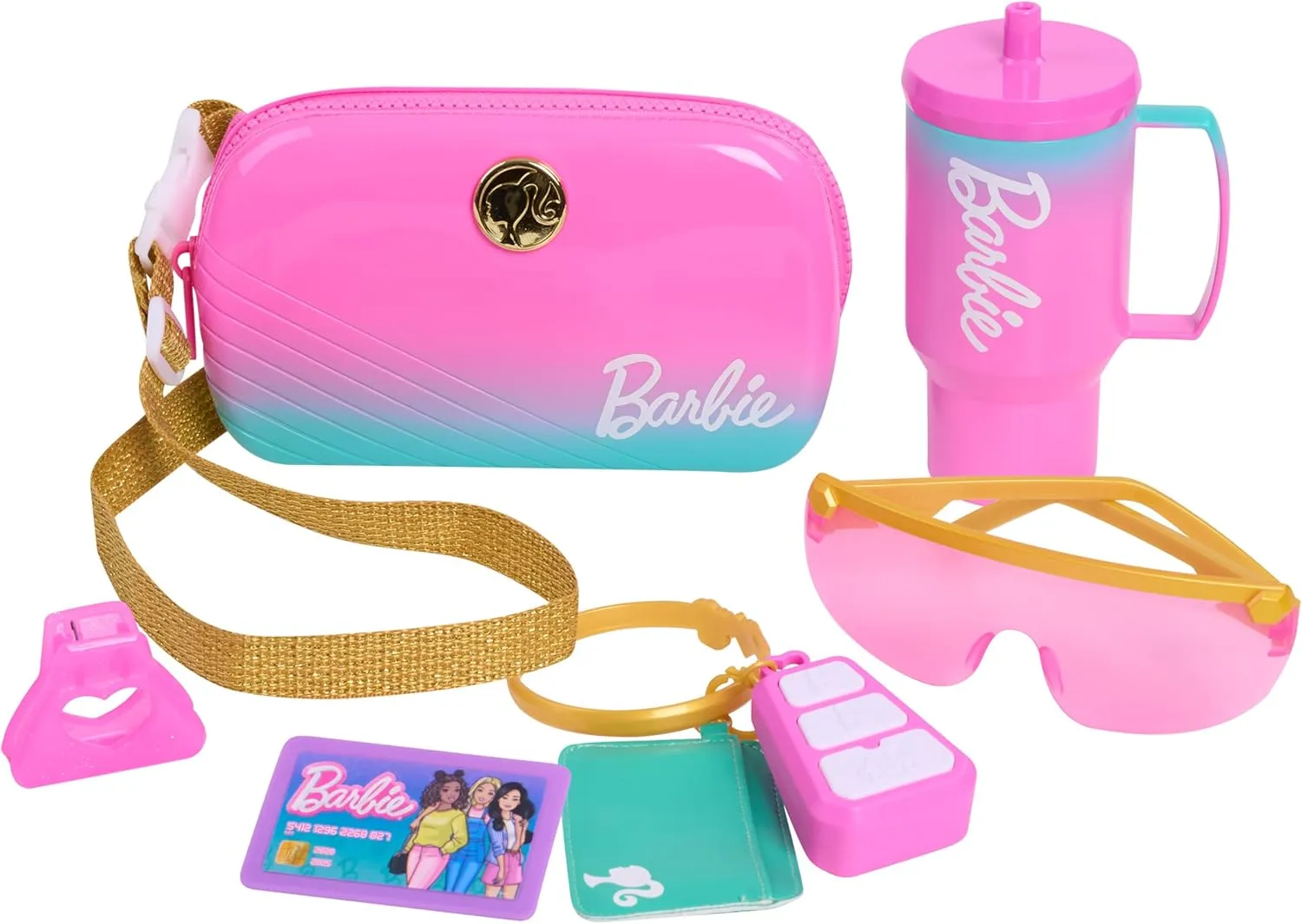 Barbie Trend Fashion Bag Set, 8-Pieces, Ombre Purse and Cup, Dress Up and Pretend Play, Kids Toys for Ages 3 Up by Just Play