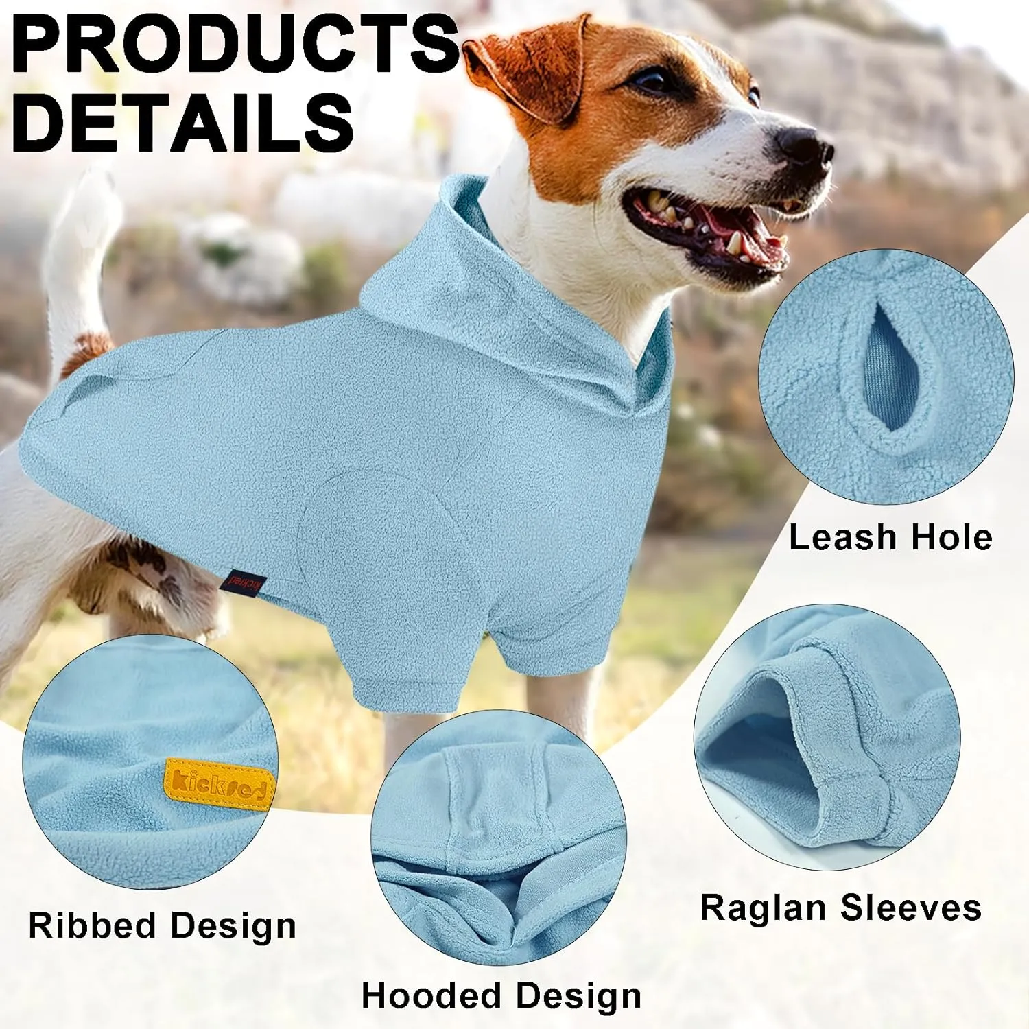 Basic Dog Hoodie Sweatshirts, Pet Clothes Hoodies, Granular Velvet, Sweater with Hat and Leash Hole, Soft Velvet Outfit Coat for Small Medium Large Dogs, Blue (Medium)