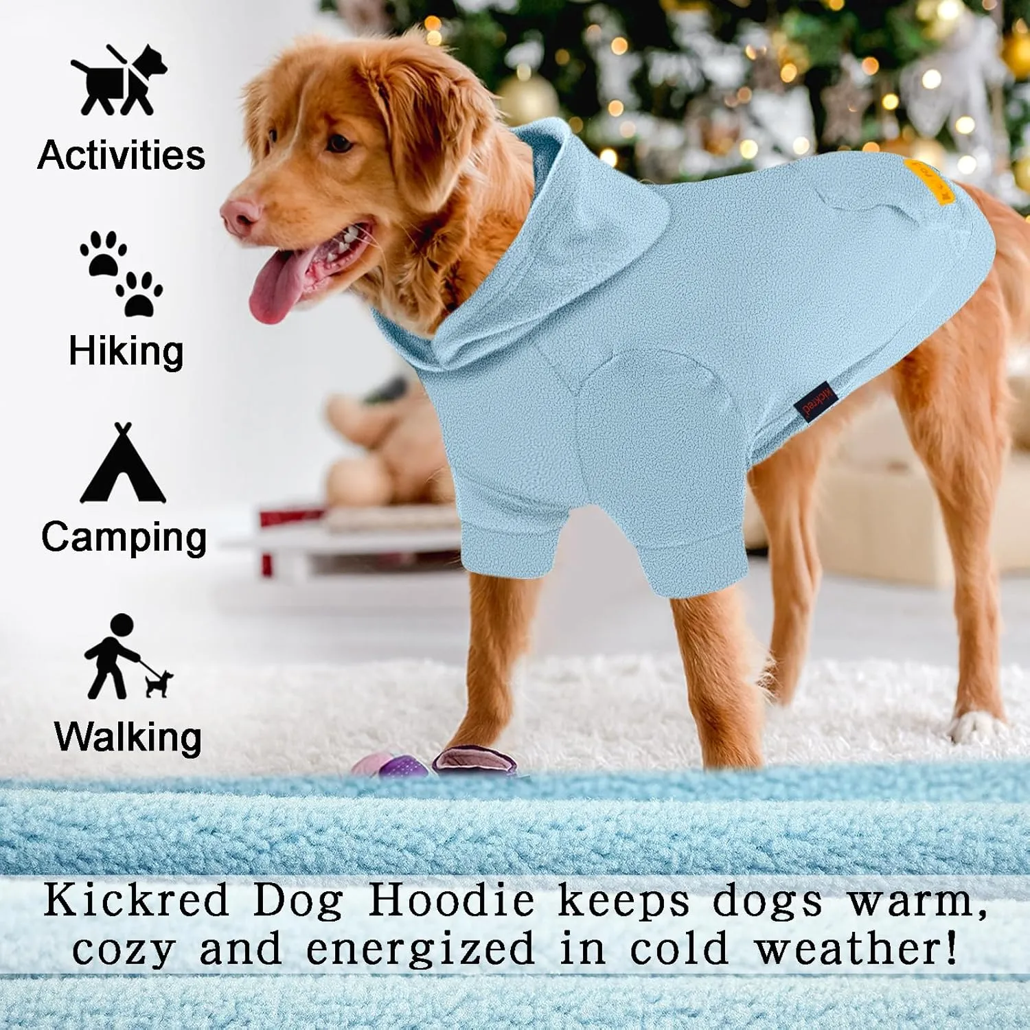 Basic Dog Hoodie Sweatshirts, Pet Clothes Hoodies, Granular Velvet, Sweater with Hat and Leash Hole, Soft Velvet Outfit Coat for Small Medium Large Dogs, Blue (Medium)