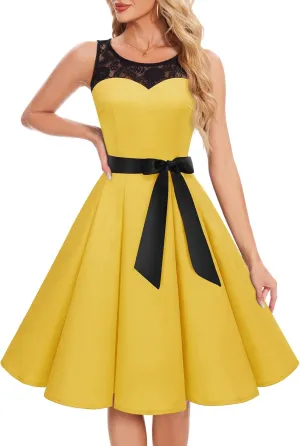Bbonlinedress Women's 1950s Vintage Rockabilly Swing Dress Lace Cocktail Prom Party Wedding Guest Dress