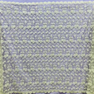 Beaded & Corded Bridal Lace Fabric Embroidered on 100% Polyester Net Mesh | Lace USA - 95042W-BP