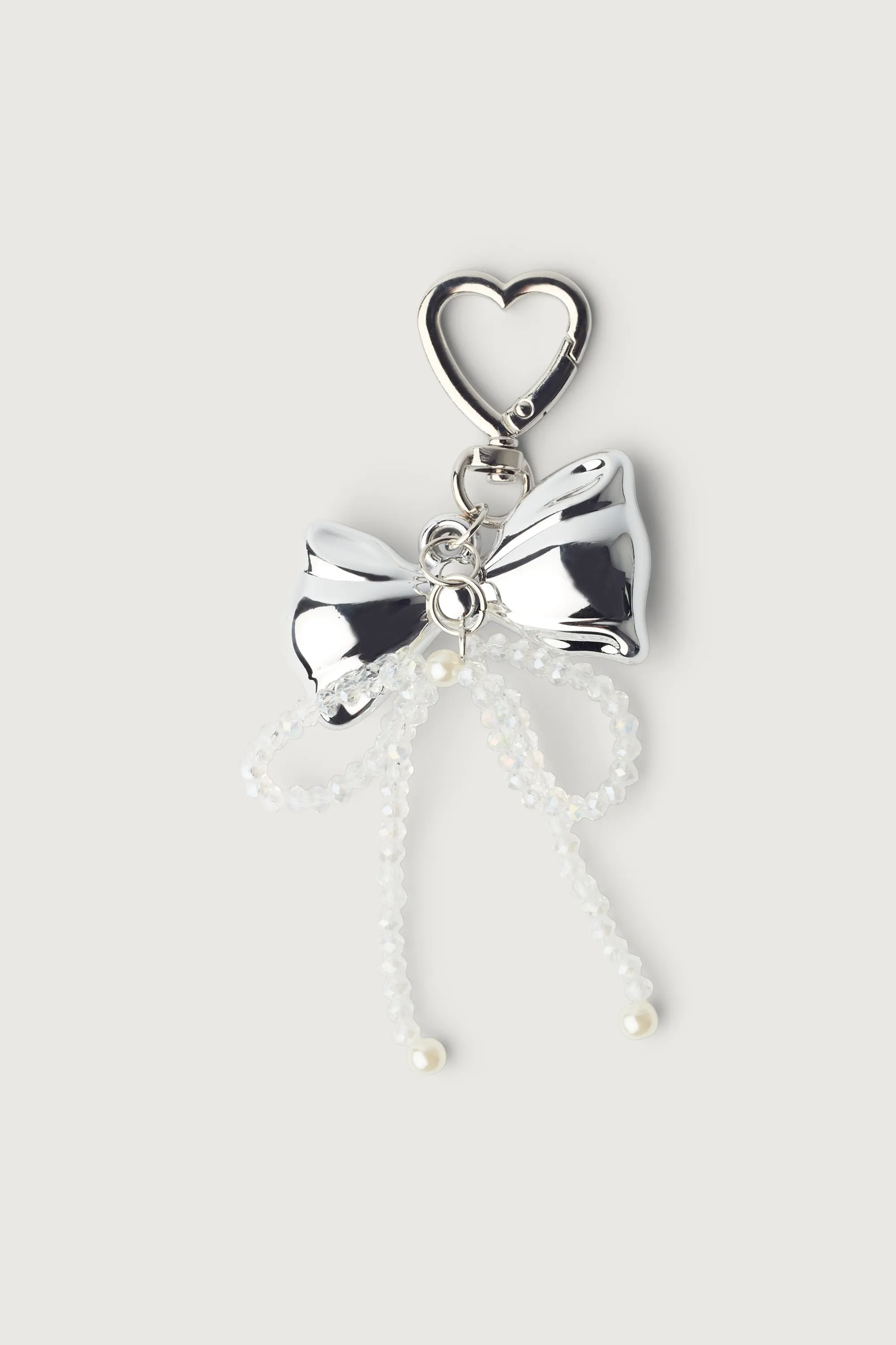BEADED CHROME RIBBON BAG CHARM
