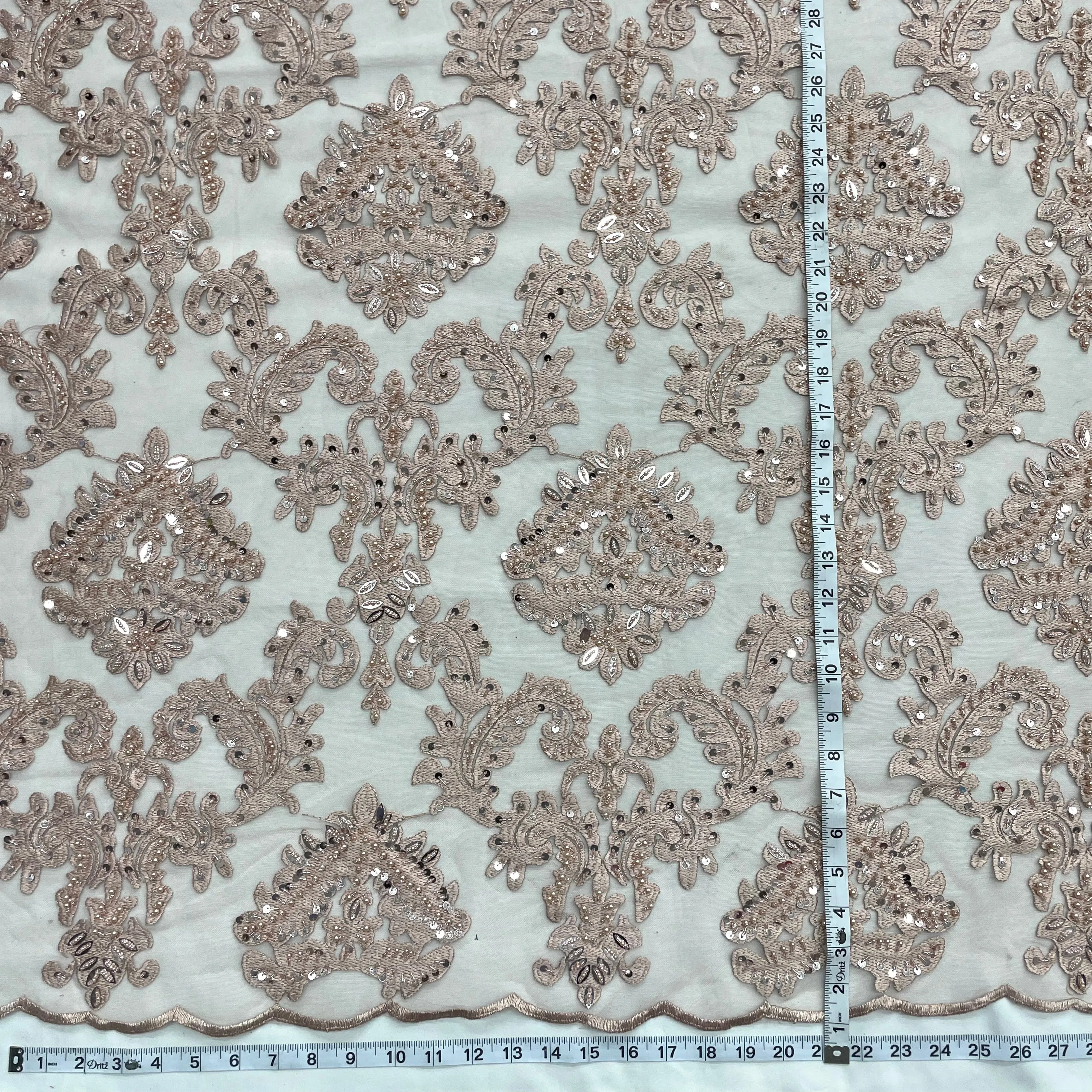 Beaded Lace Fabric Embroidered on 100% Polyester Net Mesh | Lace USA - GD-262