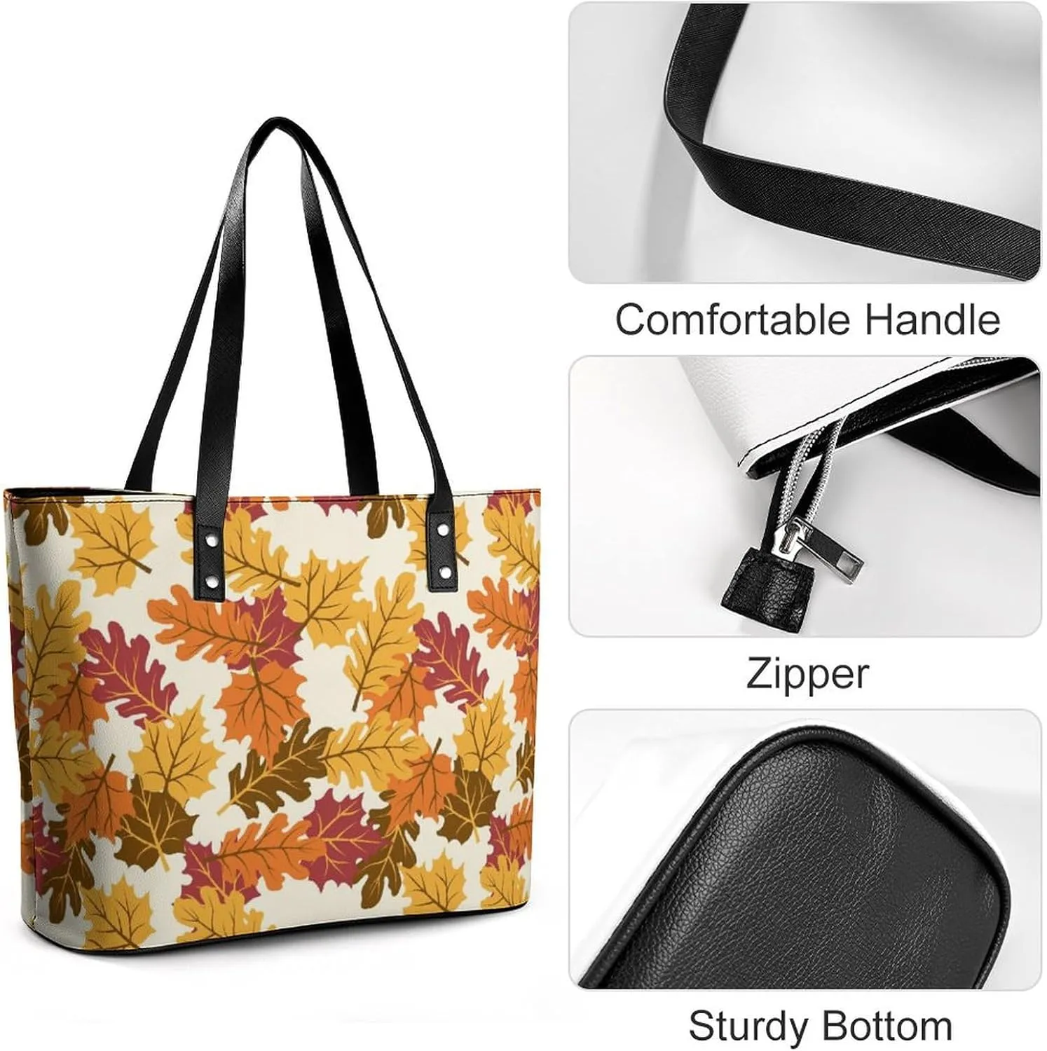 Bees Chamomiles Print Hobo Handbags With Zipper Large Capacity Satchel Tote Bag Shoulder Bag