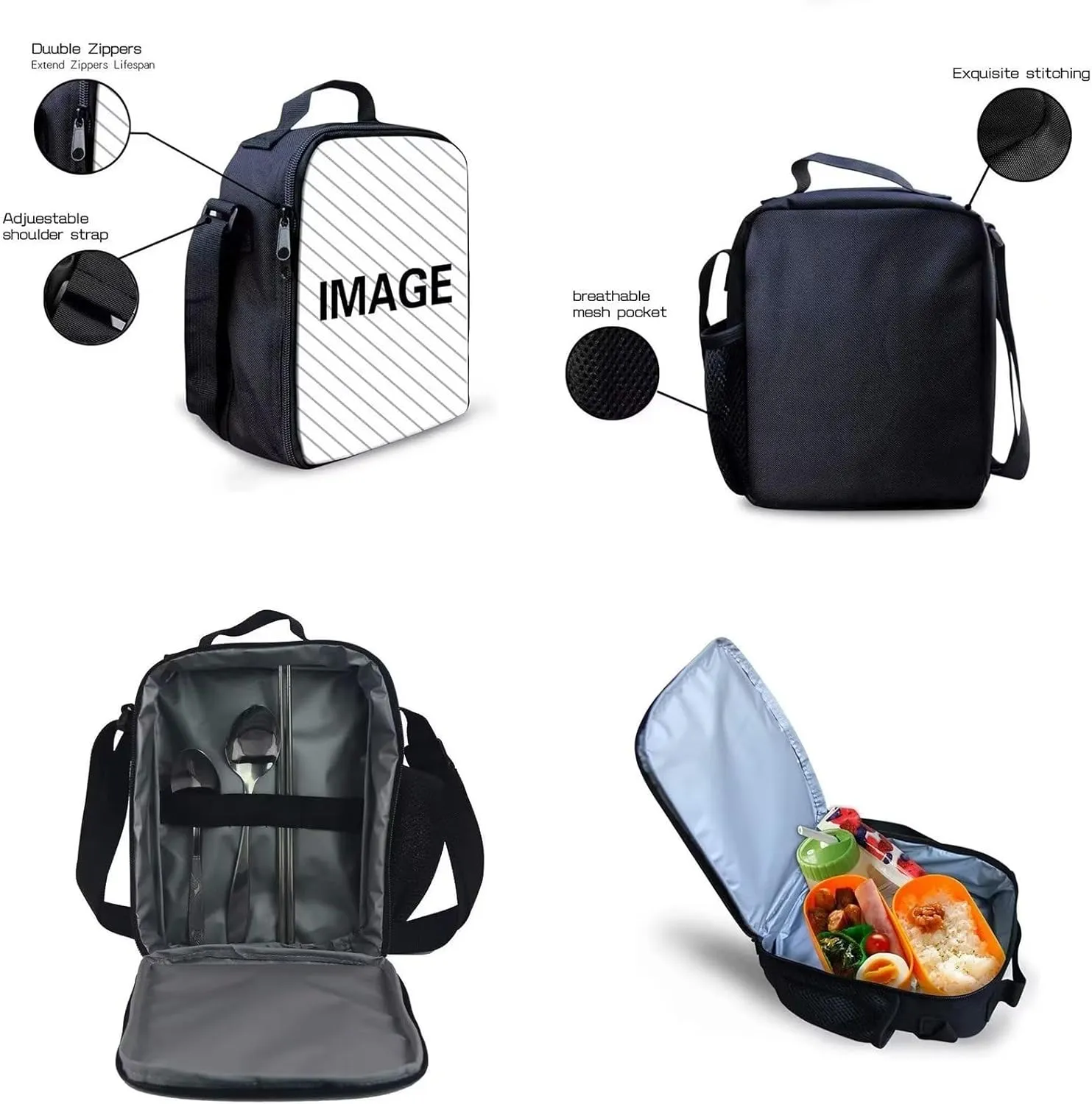 Beginterest 2Pcs Skull Backpacks Set for School Funny Skeleton Backpack and Lunch Box for Kids Girls Boys