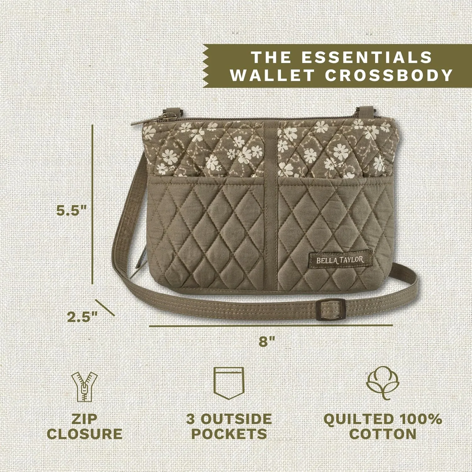 Bella Taylor Essentials Crossbody Purse with Built In Wallet