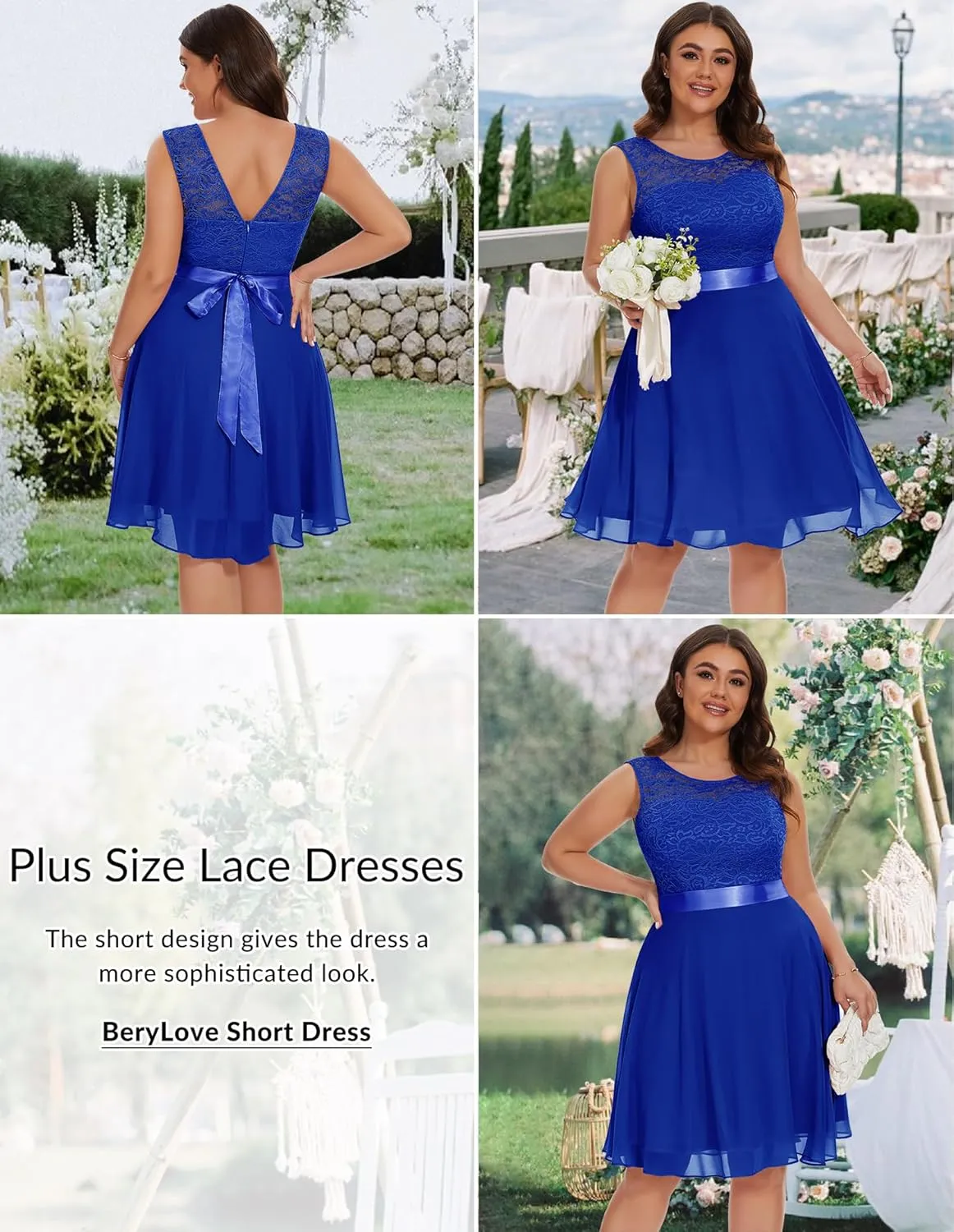 BeryLove Women Short Prom Dress Lace Wedding Guest Cocktail Party Bridesmaid Formal Dresses