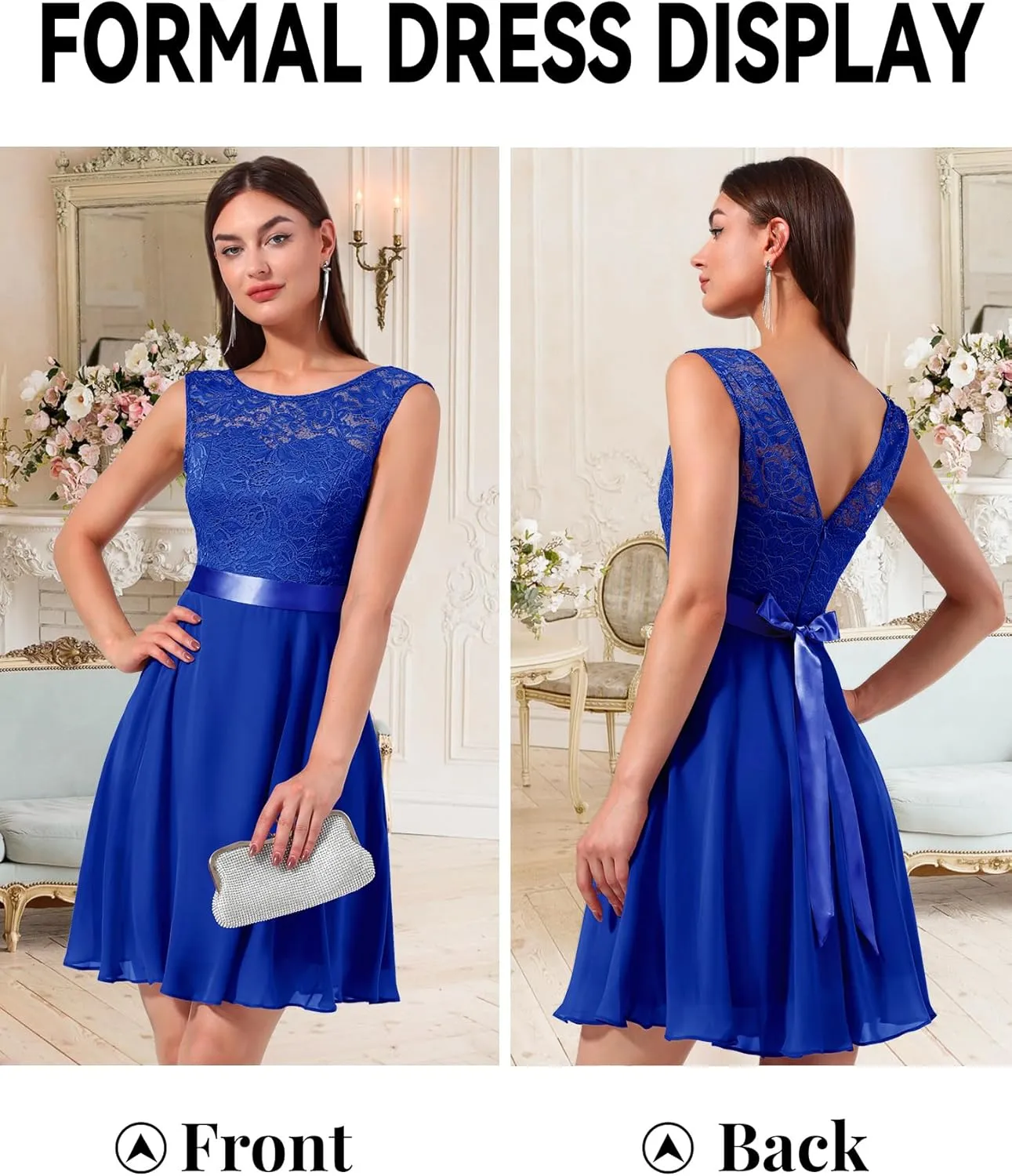 BeryLove Women Short Prom Dress Lace Wedding Guest Cocktail Party Bridesmaid Formal Dresses