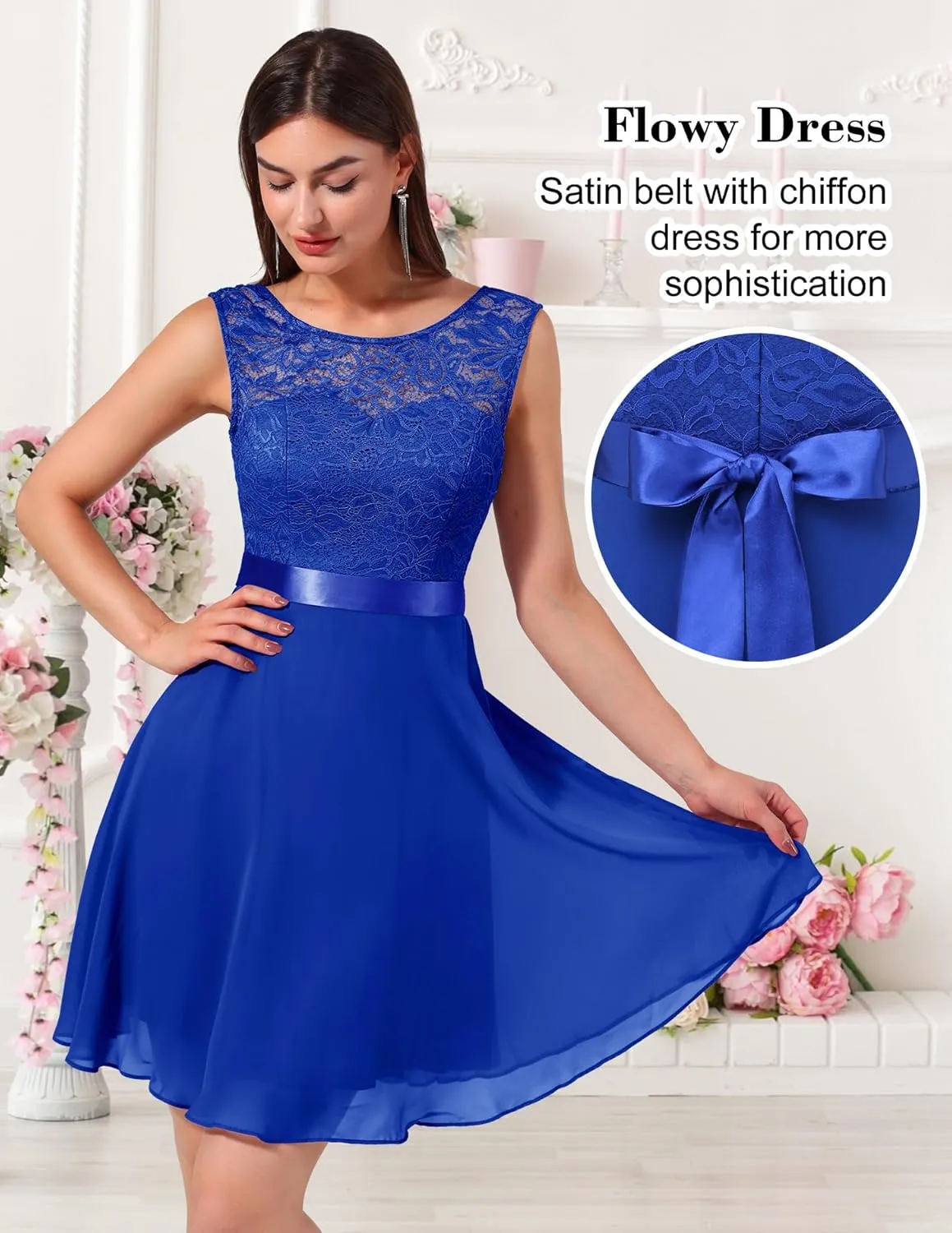 BeryLove Women Short Prom Dress Lace Wedding Guest Cocktail Party Bridesmaid Formal Dresses