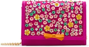Betsey Johnson Confetti Floral Sparkler Crossbody, Fuchsia