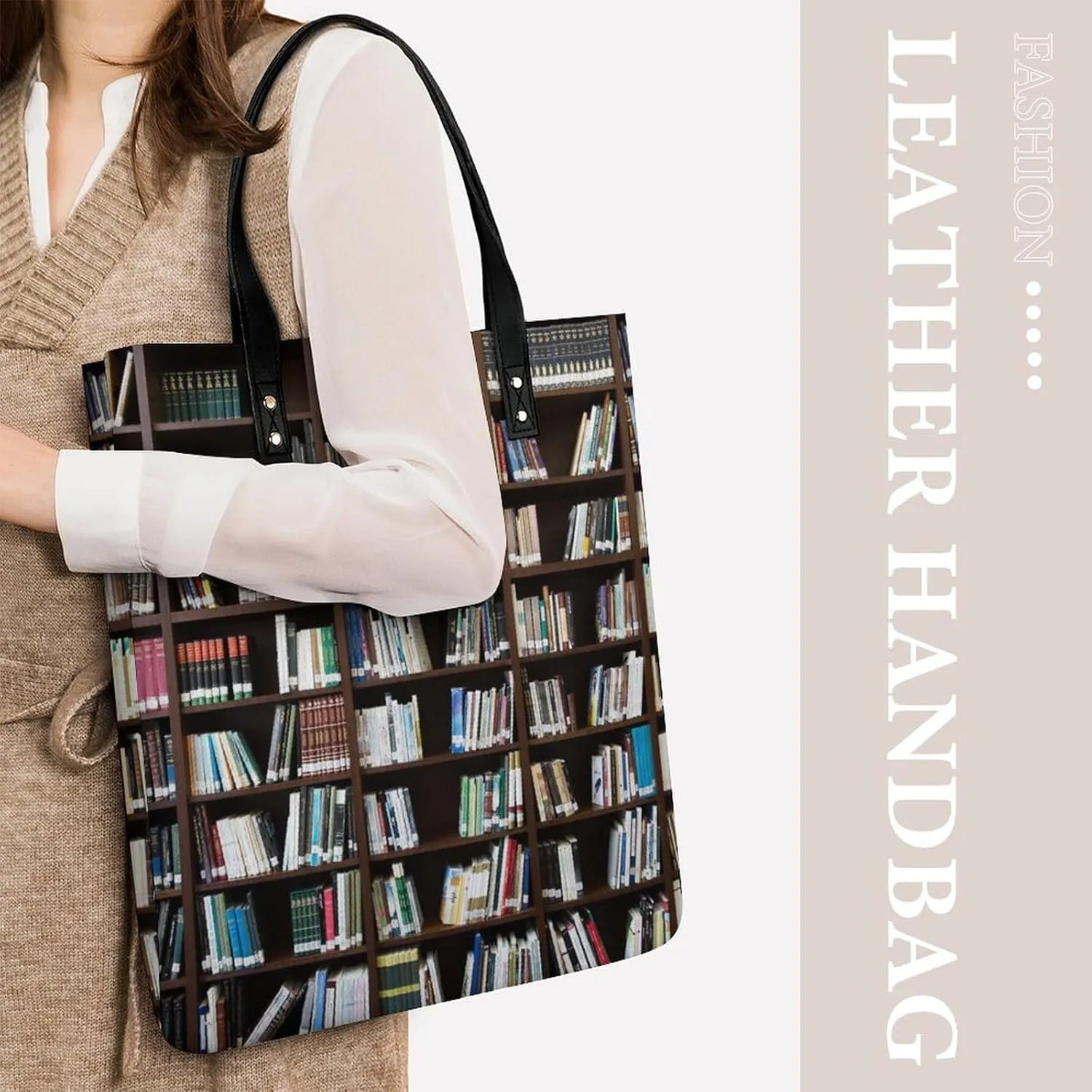 Black And White Piano Keys with Musical Notes Leather Handbag with Large Space, Fashionable Handbag