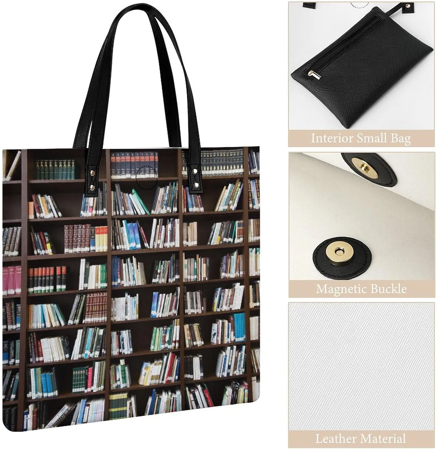 Black And White Piano Keys with Musical Notes Leather Handbag with Large Space, Fashionable Handbag