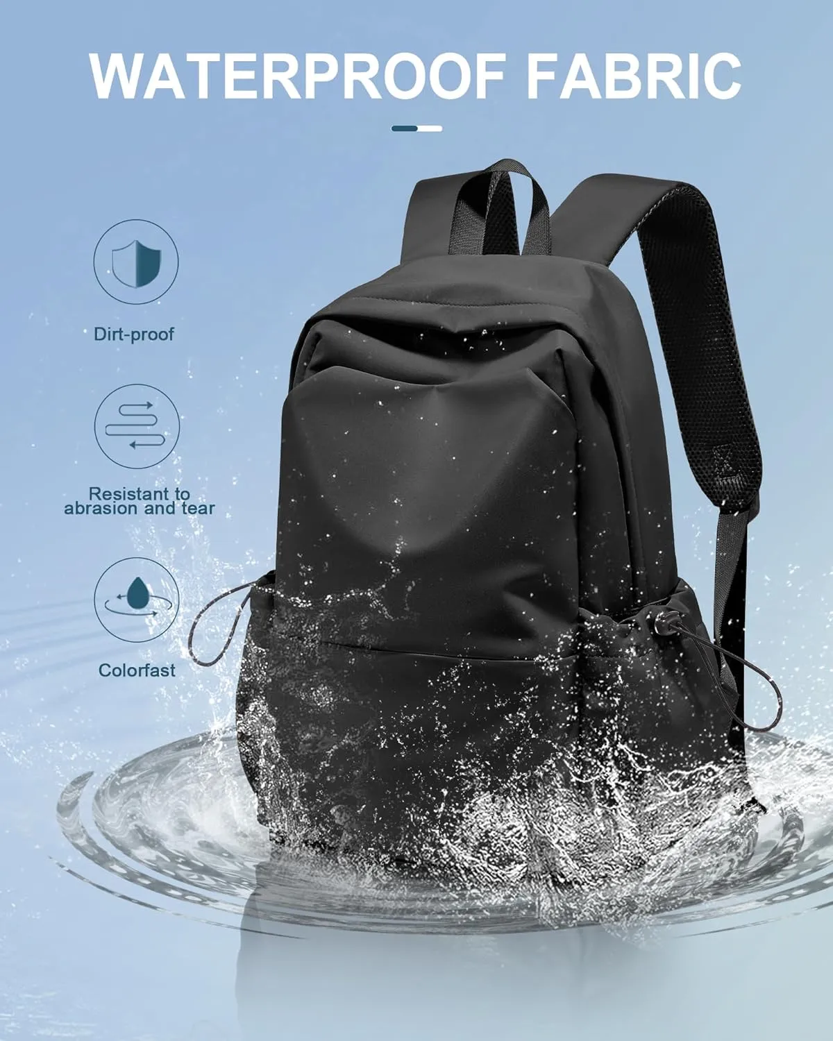 Black Backpack For Women Men School Aesthetic Lightweight College Backpack for Boys Girls Book Bag Casual Daypack Laptop Gym Backpacks