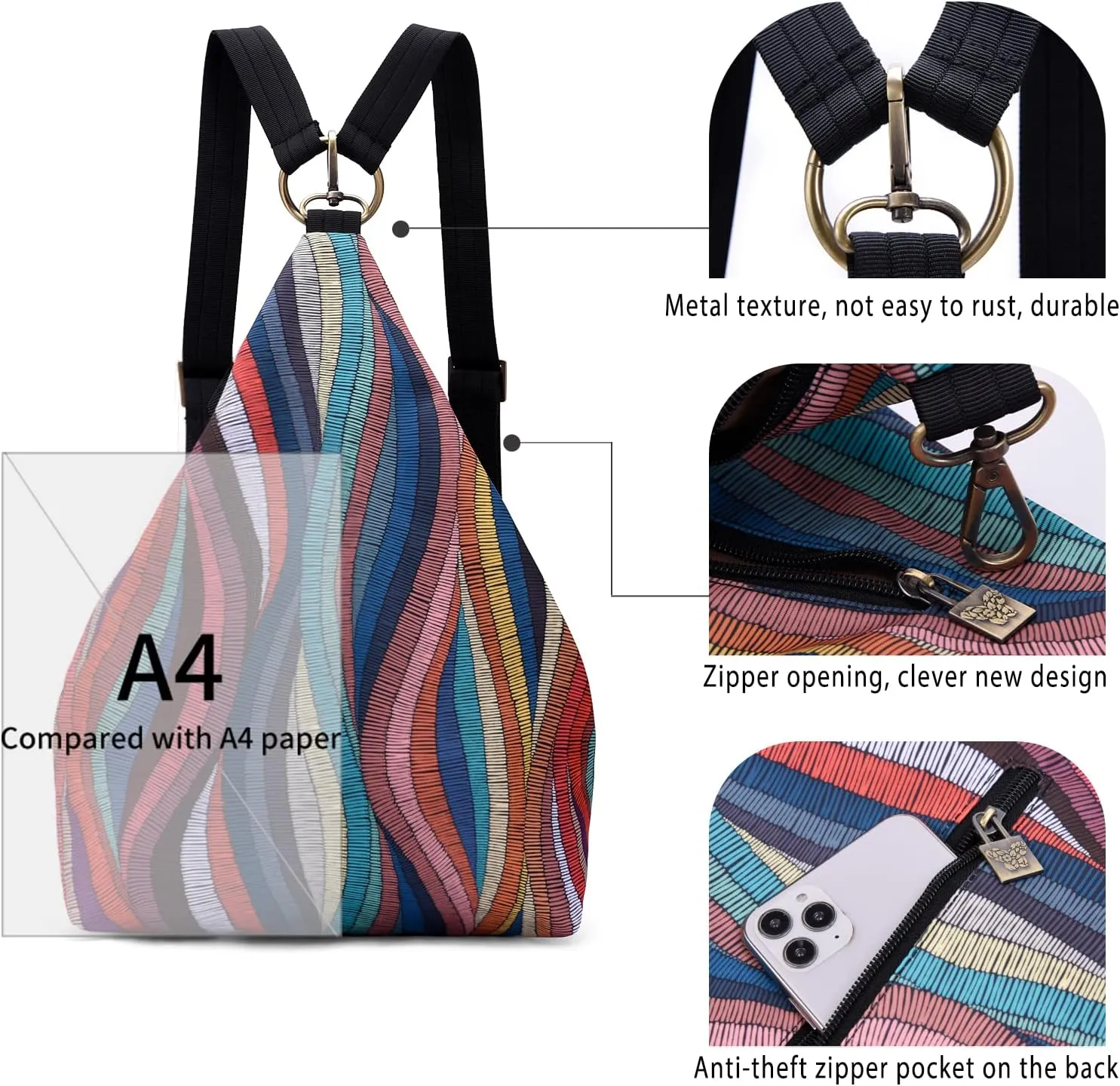 Black Butterfly Premium Backpack for Women, Bohemia Style Fashion Casual Daypack Backpack, Small Backpack Purse (0050-multicolor)