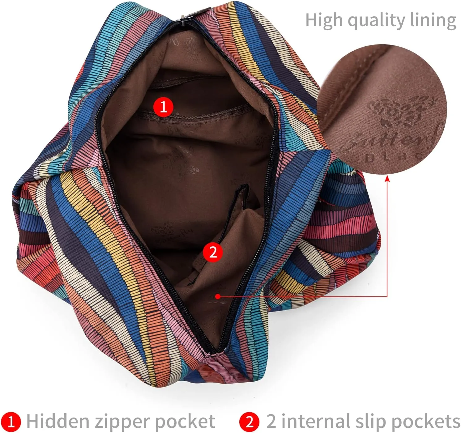 Black Butterfly Premium Backpack for Women, Bohemia Style Fashion Casual Daypack Backpack, Small Backpack Purse (0050-multicolor)