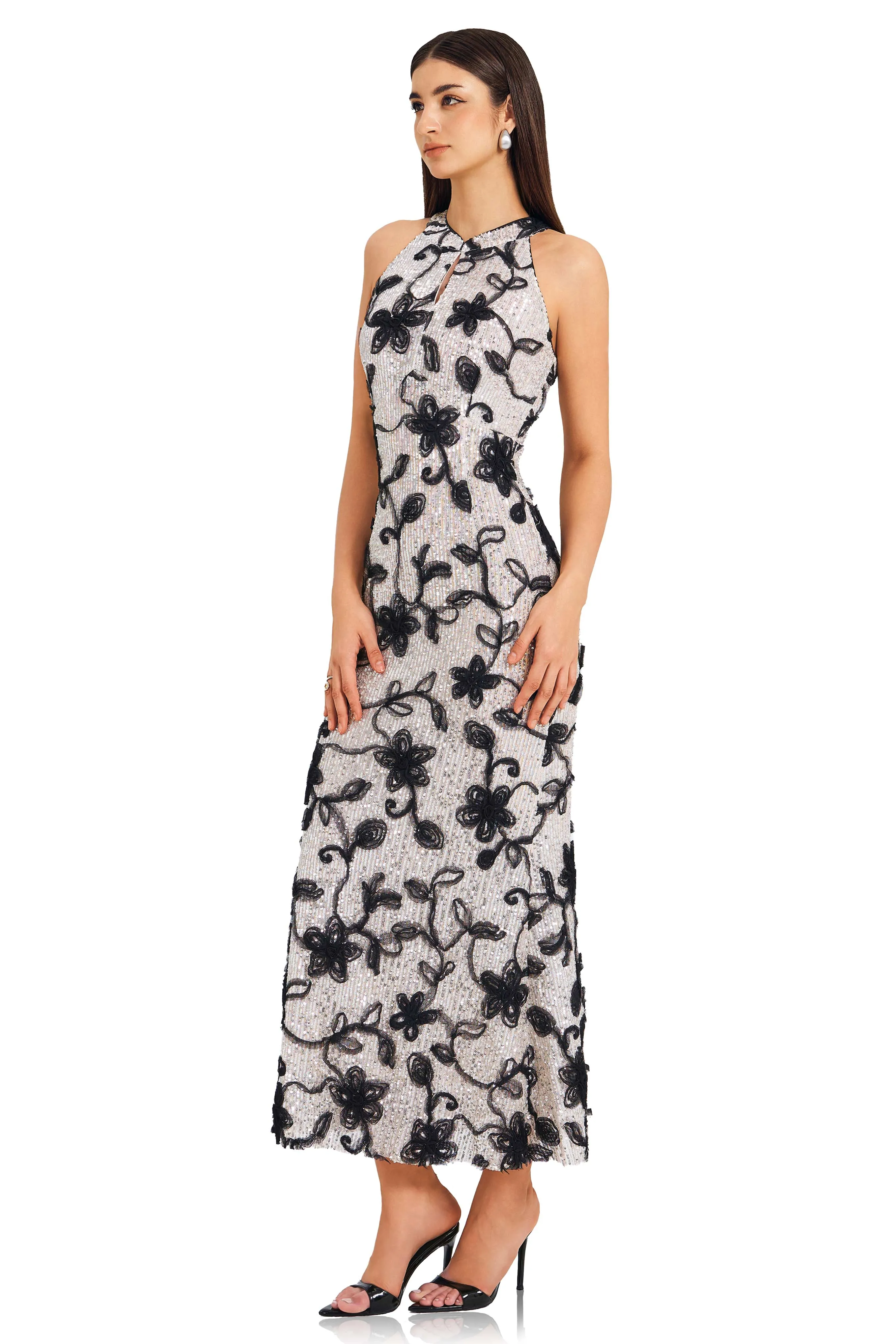 Black Embroidered Dress | Beaded Evening