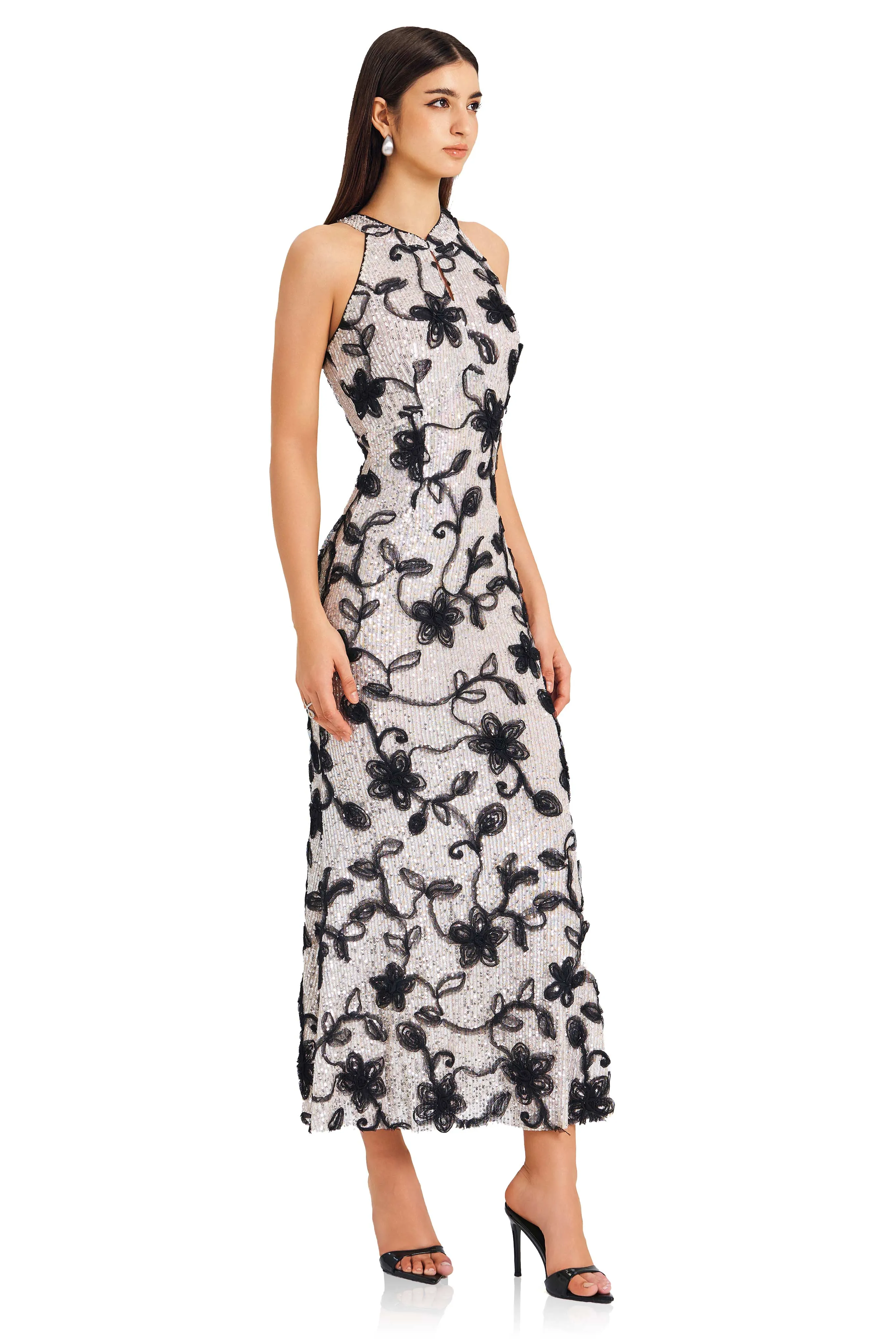 Black Embroidered Dress | Beaded Evening