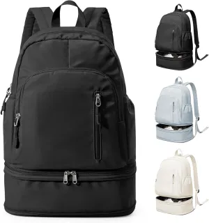 Black Gym Backpack for Women Men Backpack With Shoe Compartment Lightweight Travel Backpacks Sports Back pack For Yoga Fitness Beach Hiking Sports