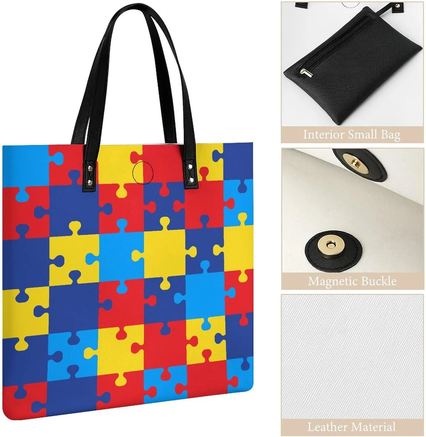 Black White Milk Cow Spots Print Pattern Leather Handbag with Large Space, Fashionable Handbag