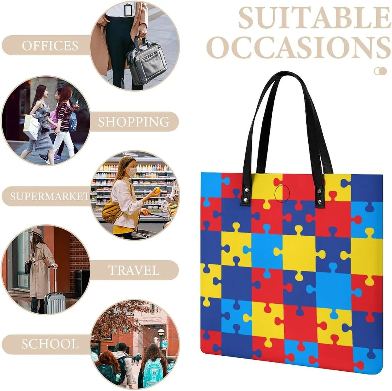 Black White Milk Cow Spots Print Pattern Leather Handbag with Large Space, Fashionable Handbag