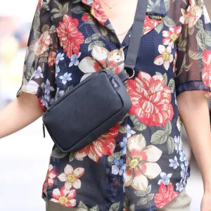 Black with Birds Texture Lawrence Fanny Pack