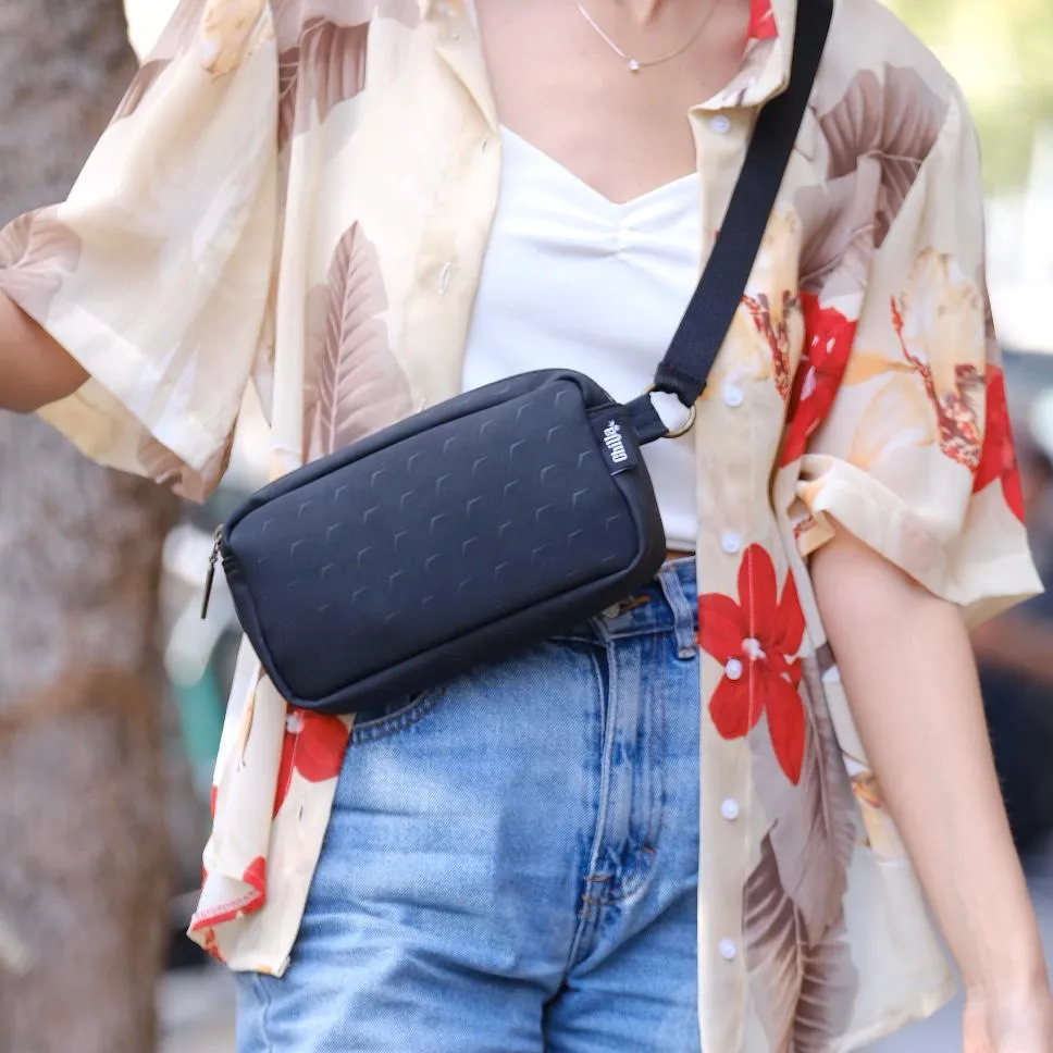 Black with Birds Texture Lawrence Fanny Pack