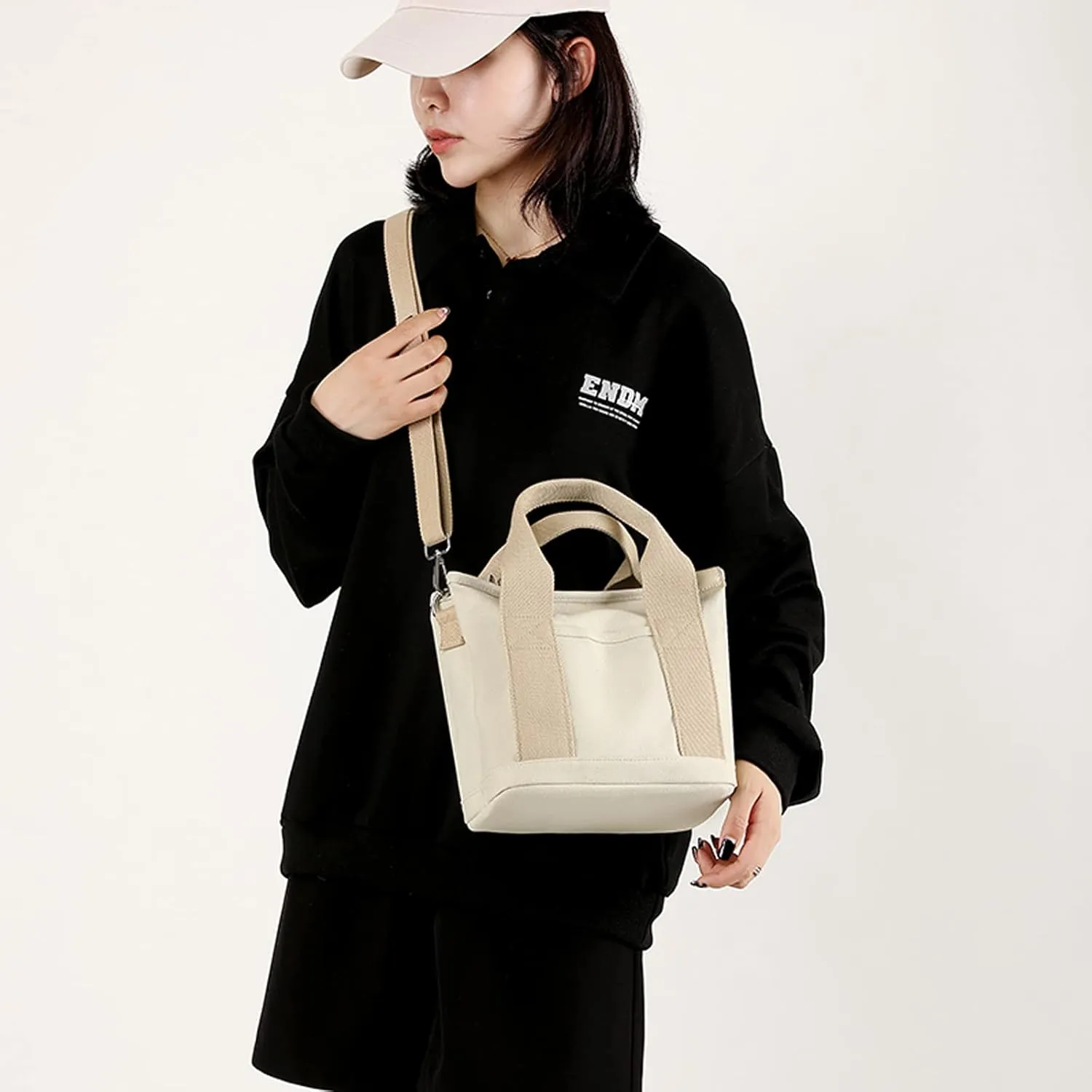 Blostirno Women's Small Canvas Tote Bag Stylish Satchel Mini Shoulder Crossbody Bags Fashion Hobo Messenger Purse Handbags