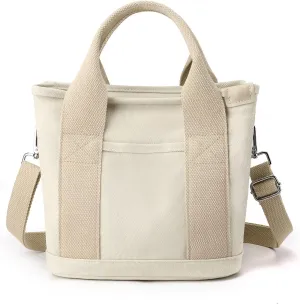 Blostirno Women's Small Canvas Tote Bag Stylish Satchel Mini Shoulder Crossbody Bags Fashion Hobo Messenger Purse Handbags