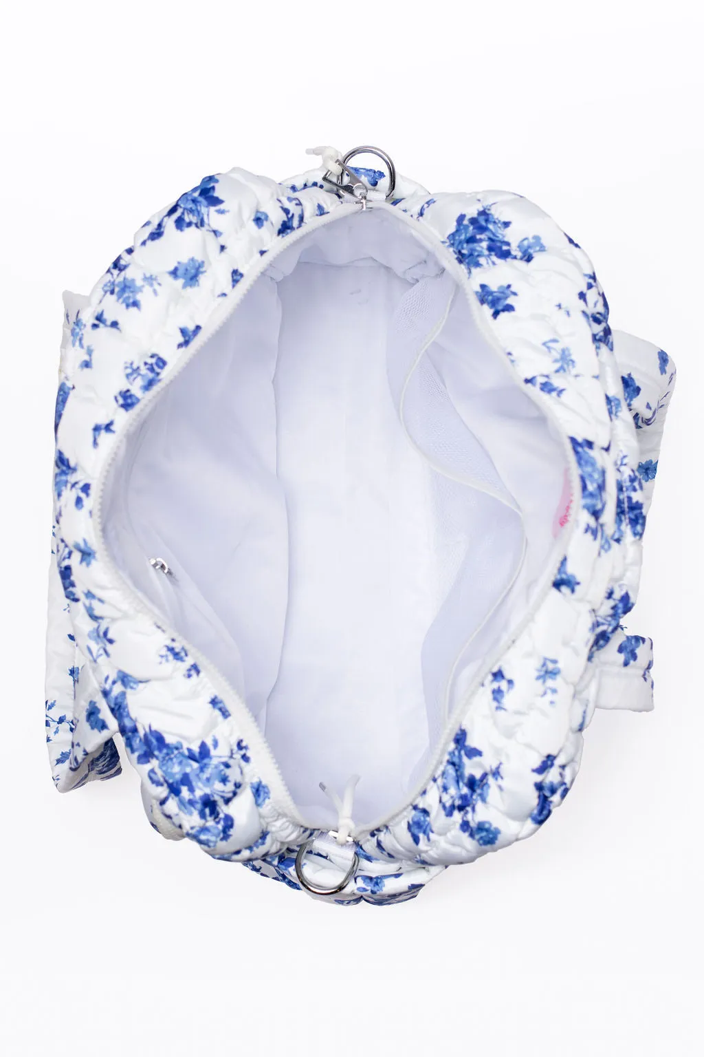 Blue Floral Quilted Puffy Weekender SALE